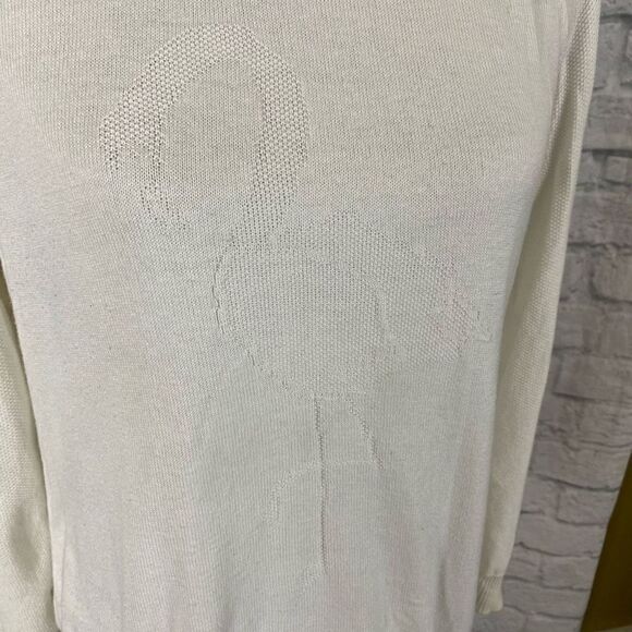 Merona women L scoopneck Longsleeve flamingo imprint lightweight sweater white - Picture 2 of 10